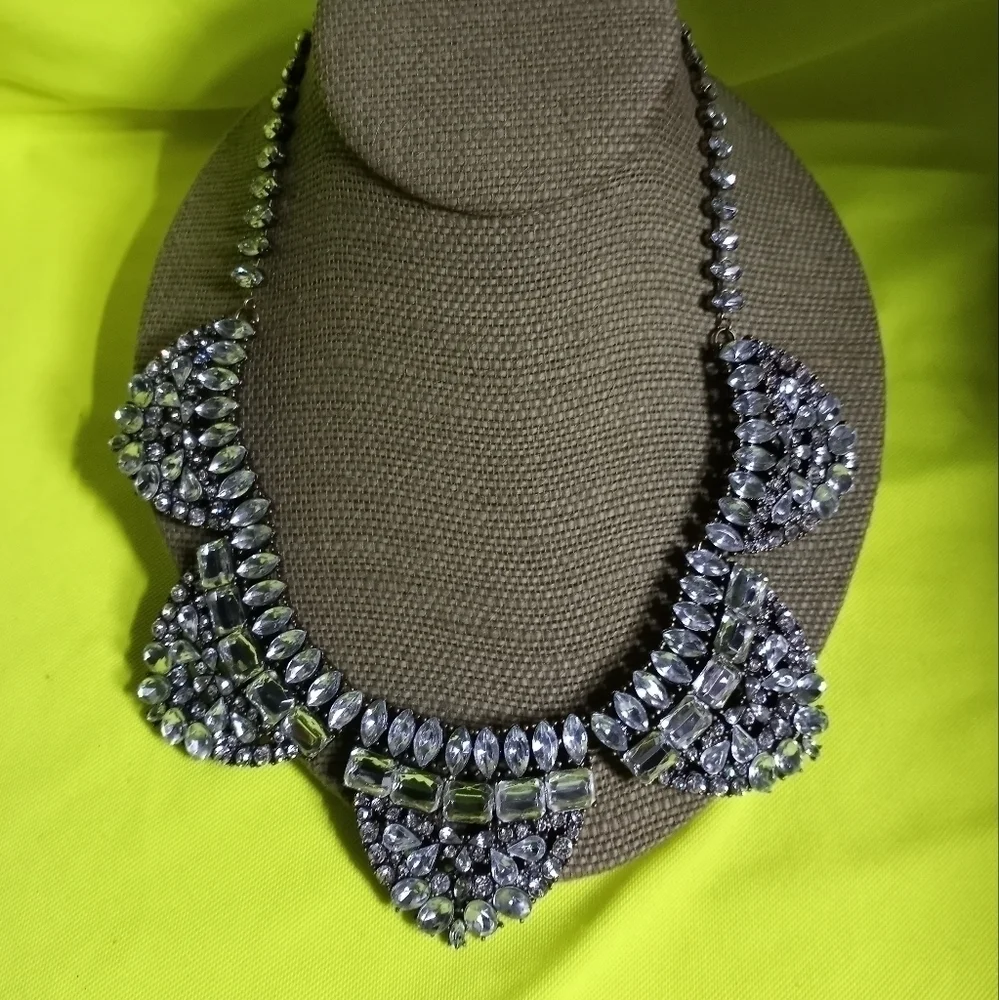 Baublebar goldtone rhinestone necklace statement runway